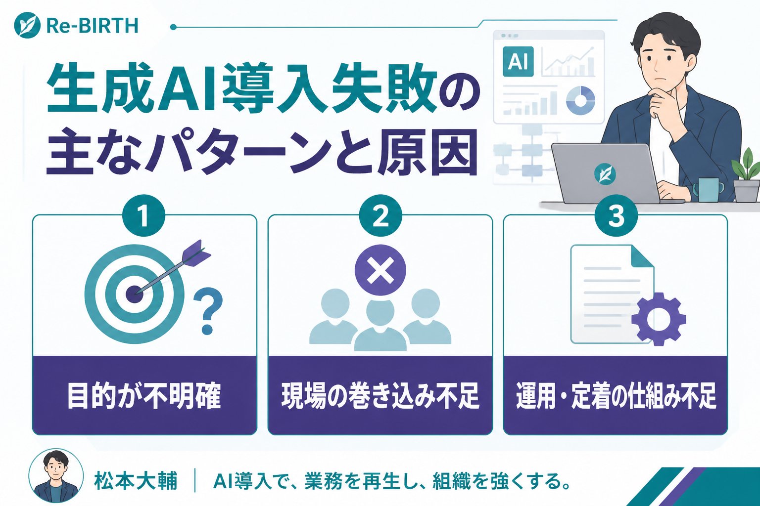 AI導入の失敗回避 生成AI導入失敗の主なパターンと原因