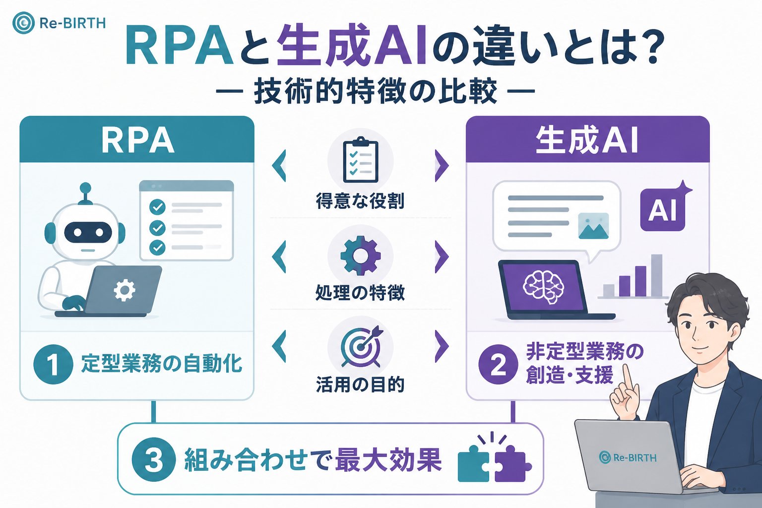 業務改善 RPAと生成AIの違いとは？技術的特徴の比較