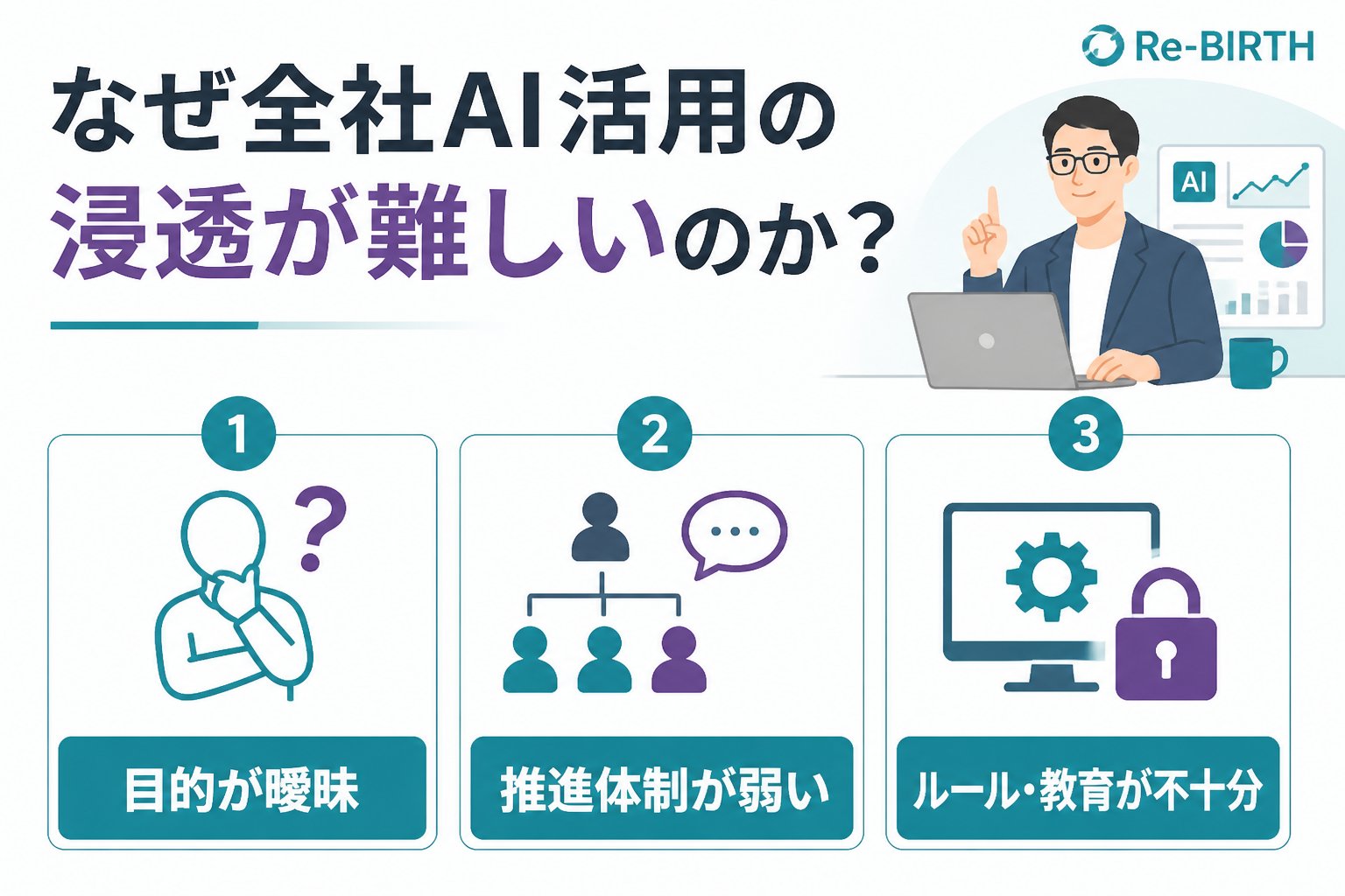AI組織化 なぜ全社AI活用の浸透が難しいのか？課題の原因を探る