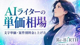 AIライターの単価相場｜文字単価・案件別料金と上げ方｜Re-BIRTH AI生成一体型サムネイル