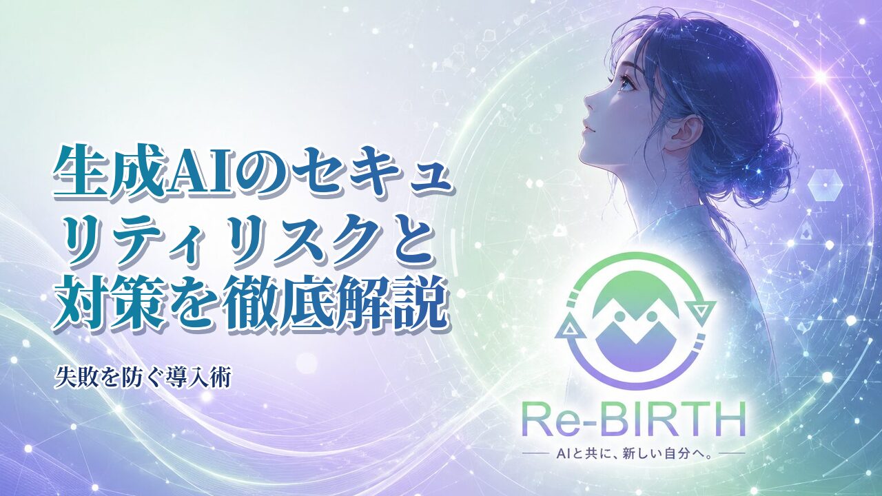 生成AIのセキュリティリスクと対策を徹底解説｜失敗を防ぐ導入術｜Re-BIRTH 固定ベース文字入れサムネイル