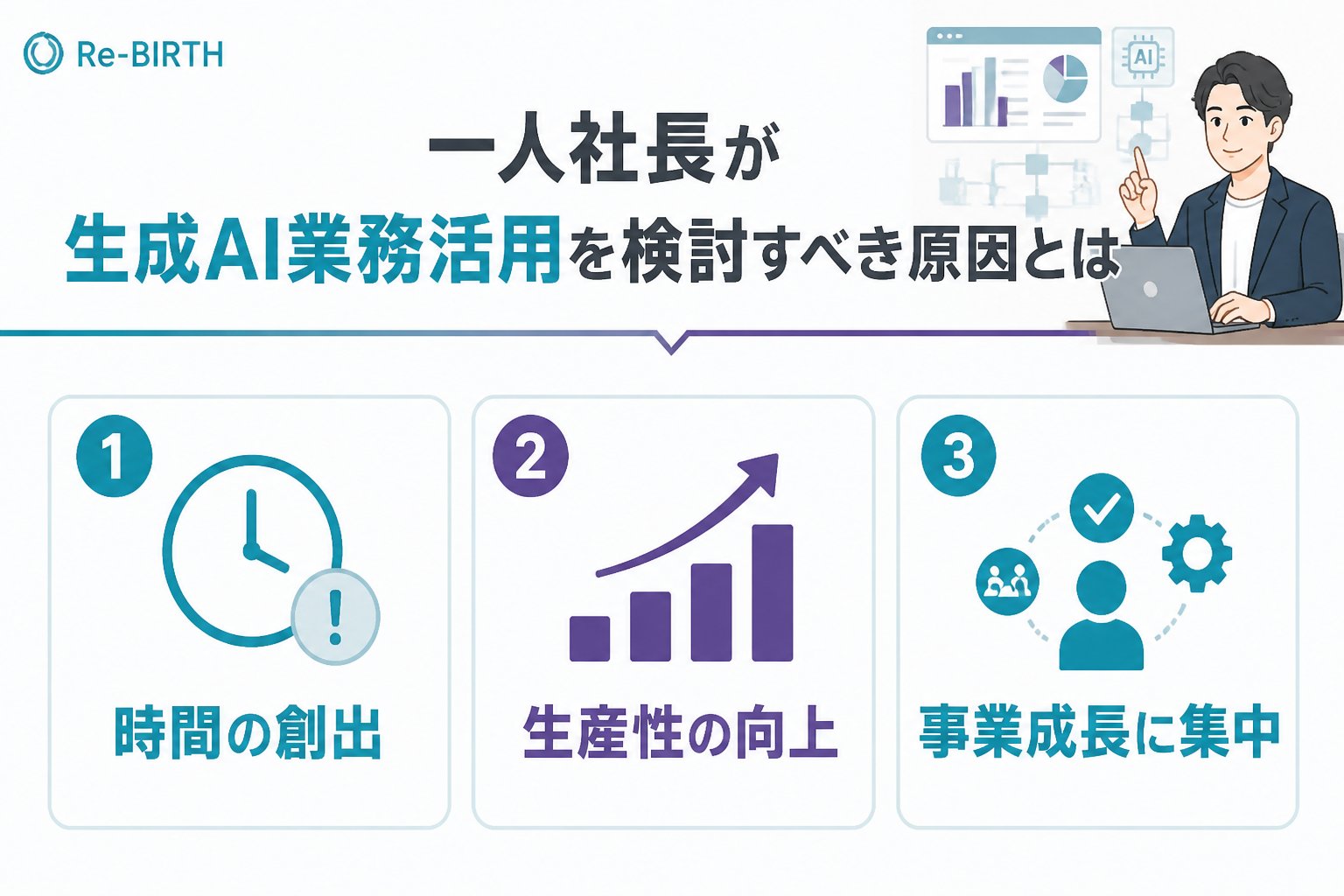 生成AI活用 一人社長が生成AI業務活用を検討すべき原因とは
