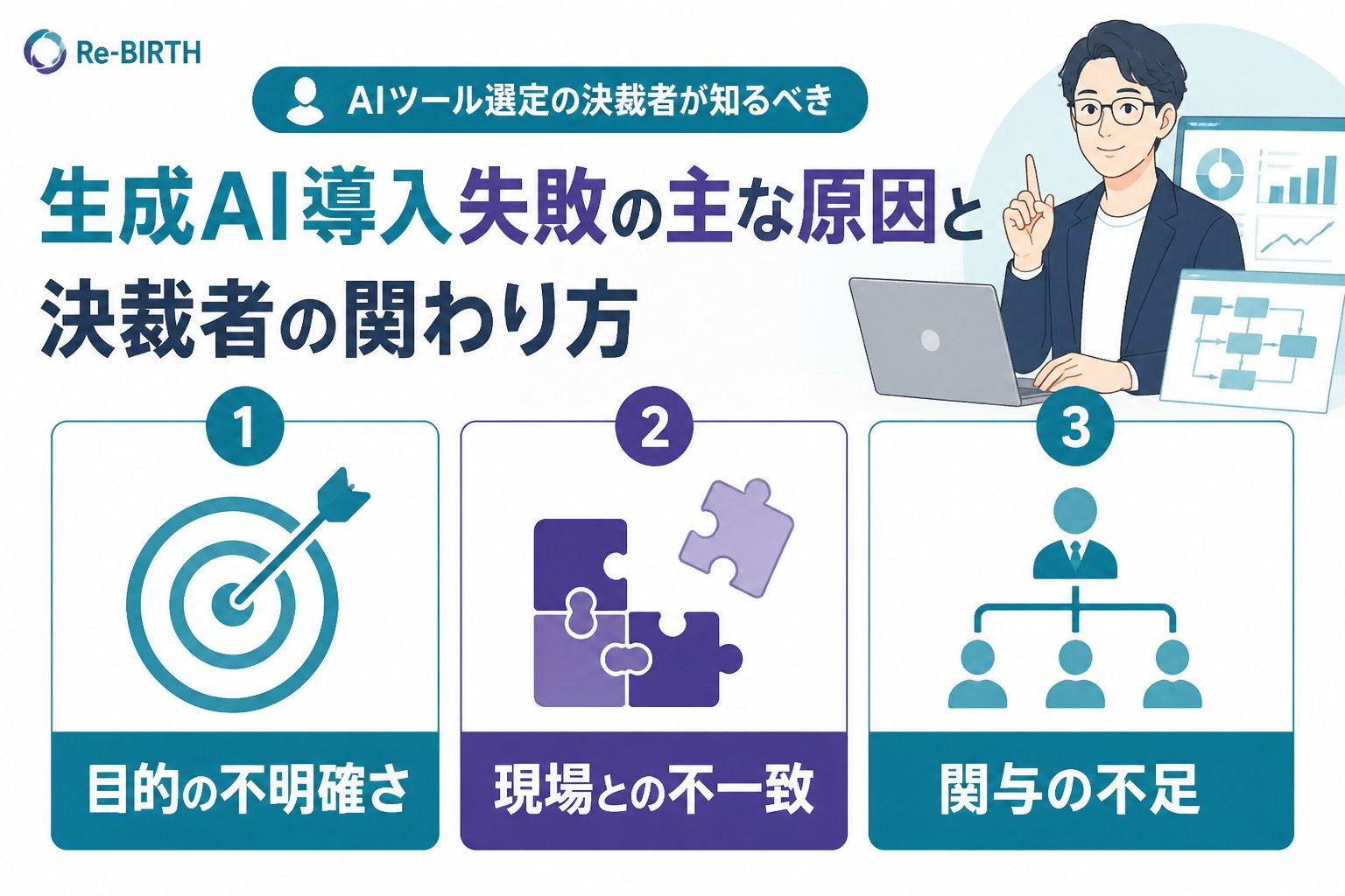 AI導入の失敗回避 生成AI導入失敗の主な原因と決裁者の関わり方