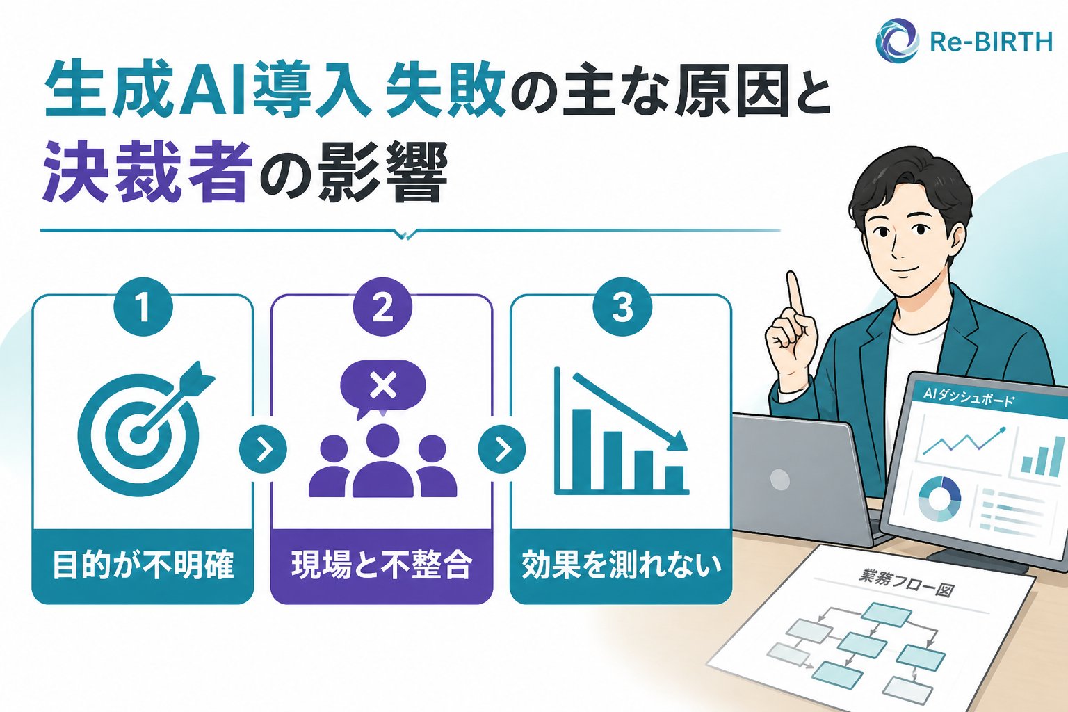AI導入の失敗回避 生成AI導入失敗の主な原因と決裁者の影響