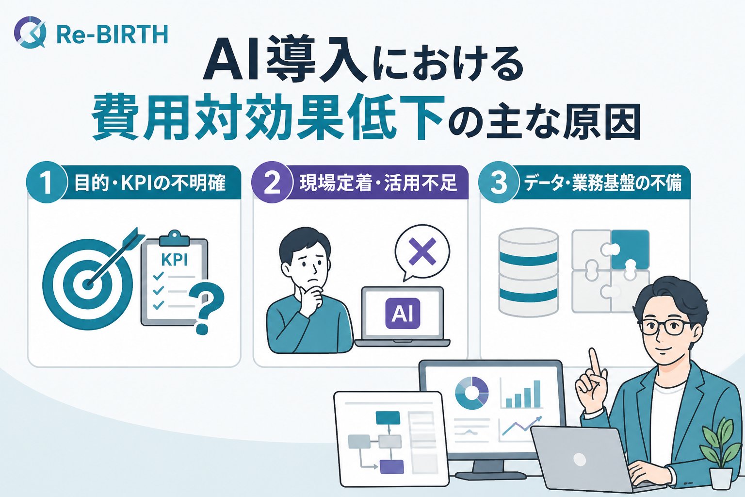 AI導入の失敗回避 AI導入における費用対効果低下の主な原因