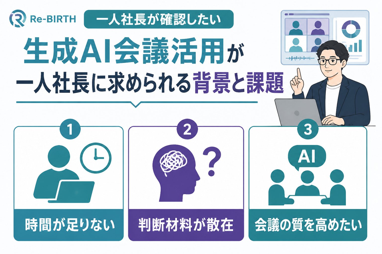 生成AI活用 生成AI会議活用が一人社長に求められる背景と課題