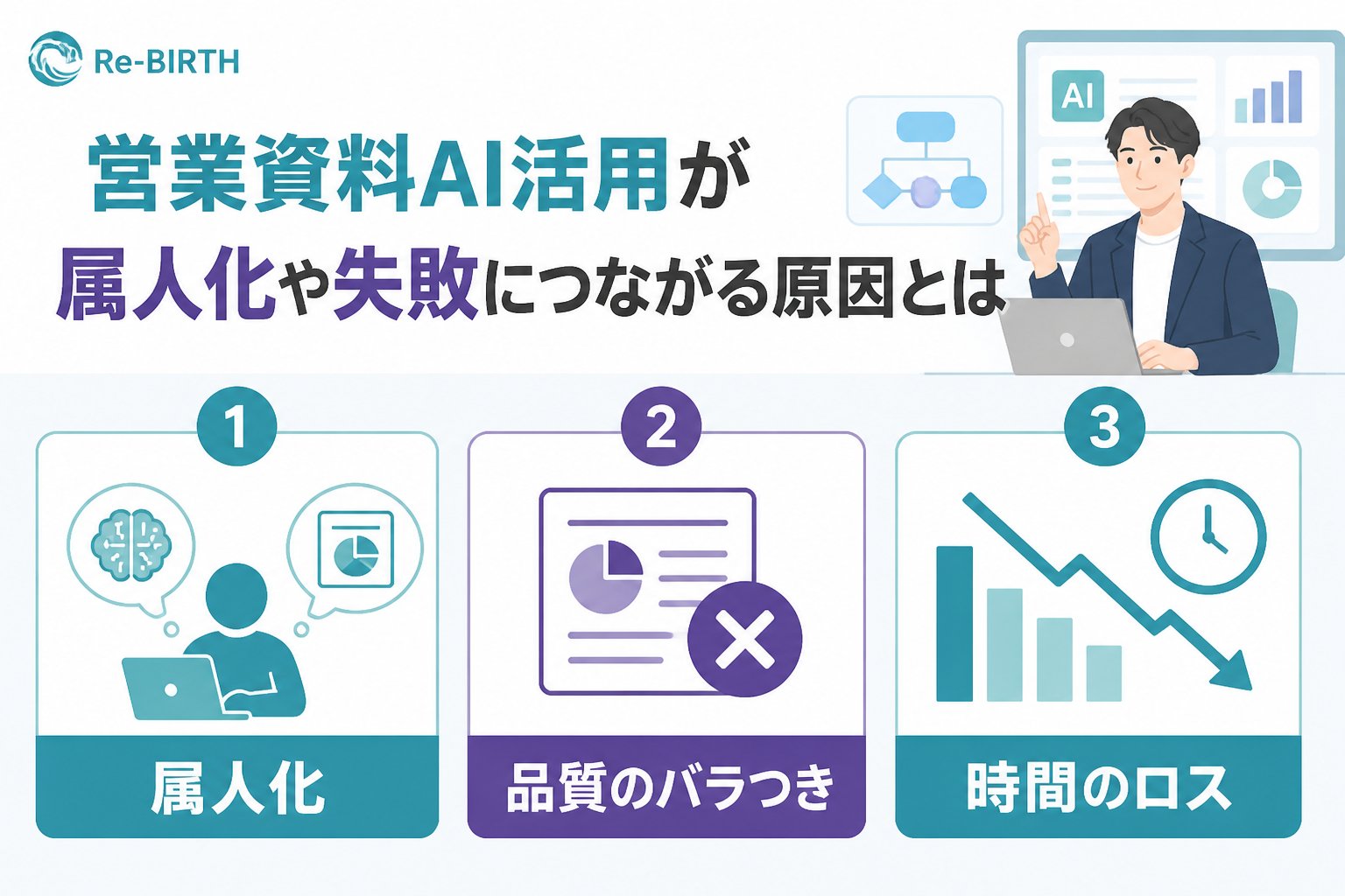 業務改善 営業資料AI活用が属人化や失敗につながる原因とは