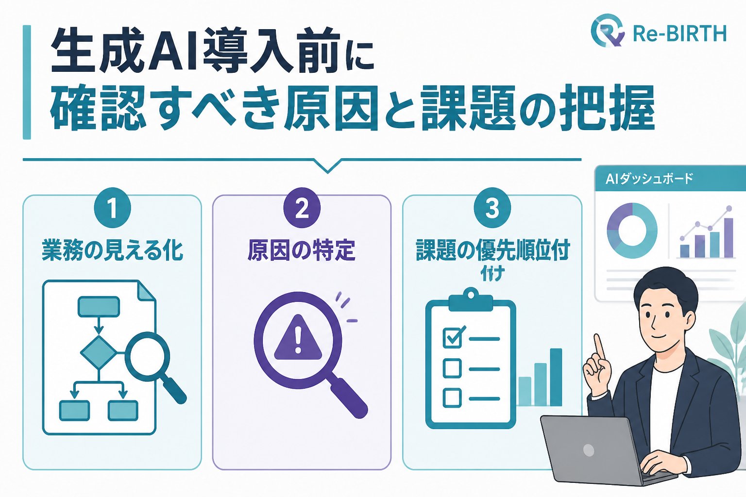 生成AI活用 生成AI導入前に確認すべき原因と課題の把握