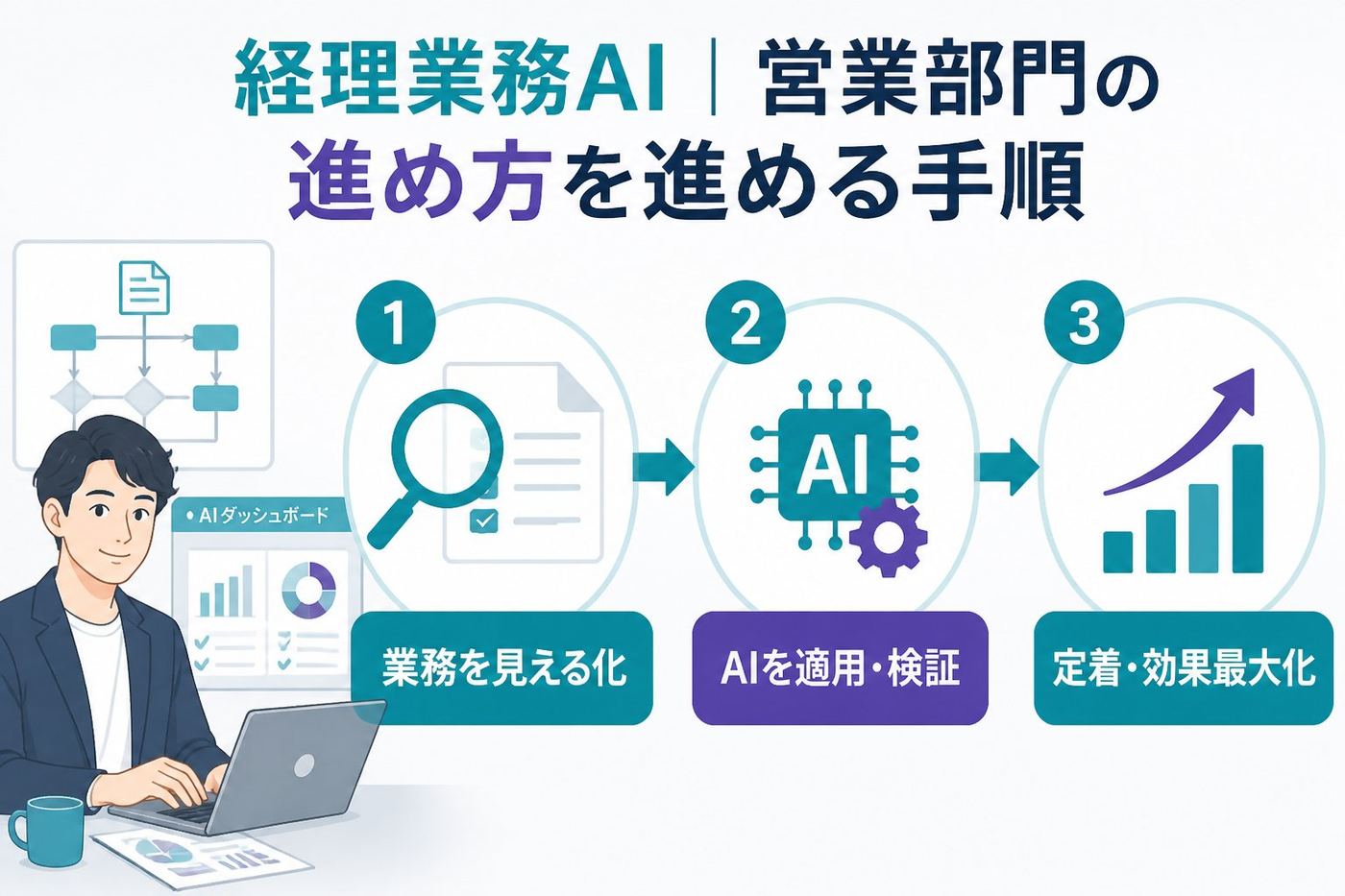 業務改善 経理業務 AI 営業部門 進め方を進める手順