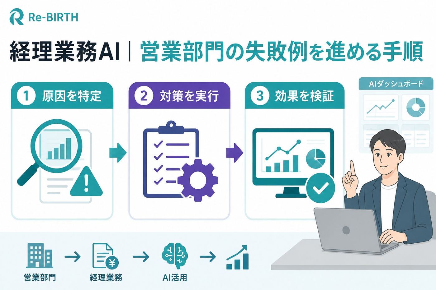 業務改善 経理業務 AI 営業部門 失敗例を進める手順