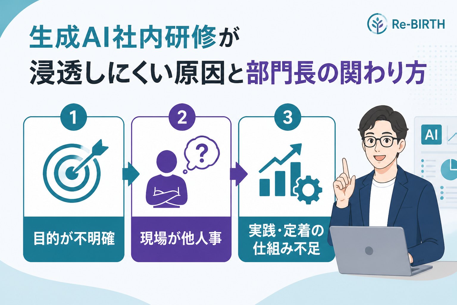 AI組織化 生成AI社内研修が浸透しにくい原因と部門長の関わり方