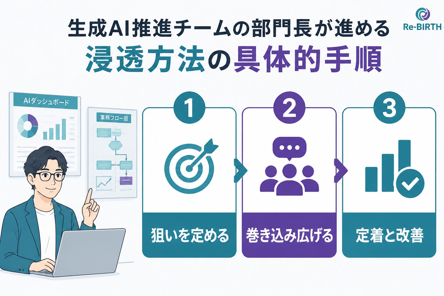 AI組織化 生成AI推進チームの部門長が進める浸透方法の具体的手順