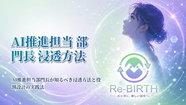 AI推進担当 部門長 浸透方法｜AI推進担当部門長が知るべき浸透方法と役割設計の実践法｜Re-BIRTH 固定ベース文字入れサムネイル